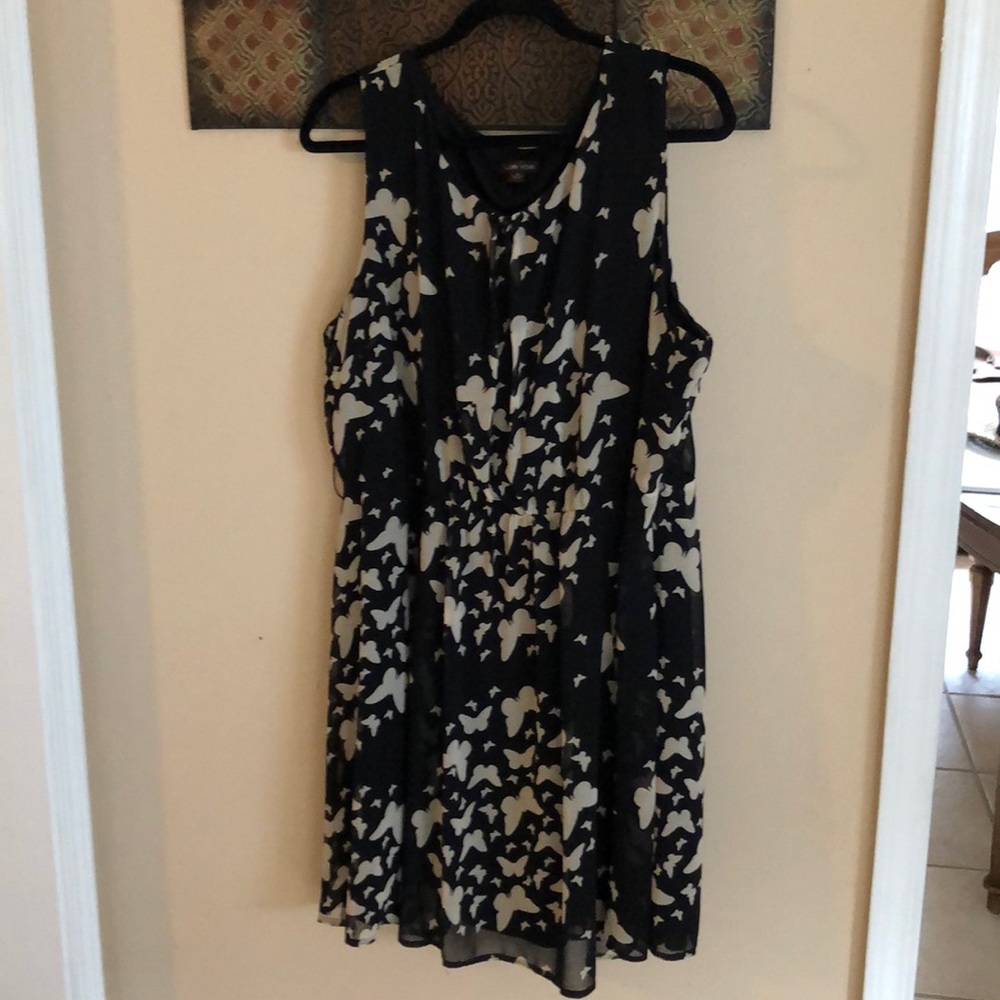 Butterfly print little black dress